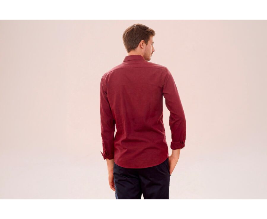Chemise flanelle Rouge Bordeaux - Poche poitrine - ALEXANDER