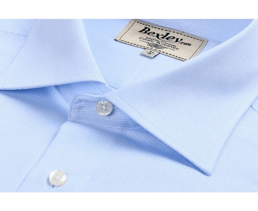 Chemise coton bleue claire - Col italien - ANGELO