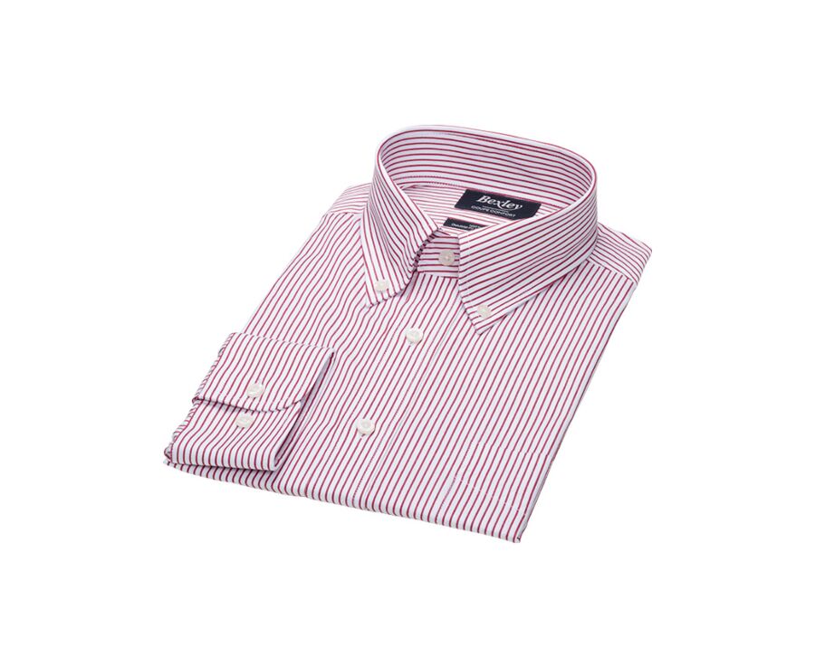 Chemise blanche à rayures rouges poche poitrine - BRODERICK
