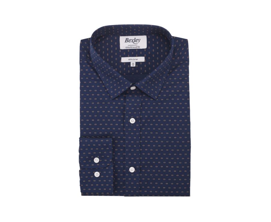 Chemise imprimée marine motif cognac - LÉONCE