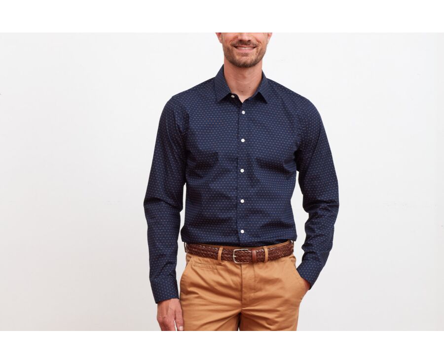 Chemise imprimée marine motif cognac - LÉONCE