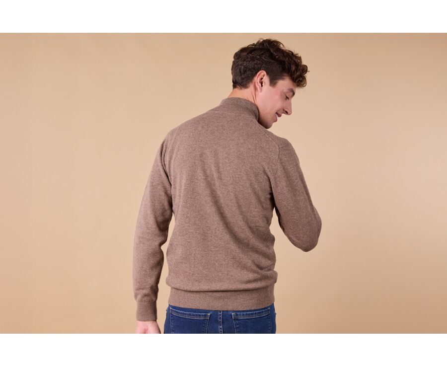 Pull laine col zippé Marron Chiné - KEITHY