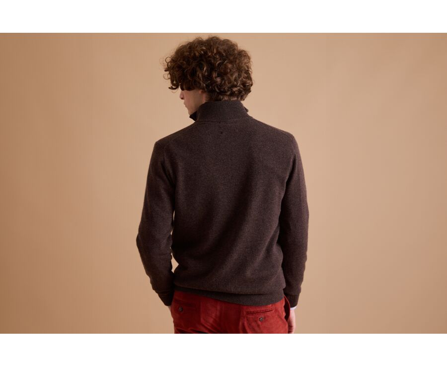 Pull laine col zippé Chocolat Foncé - KEITHY