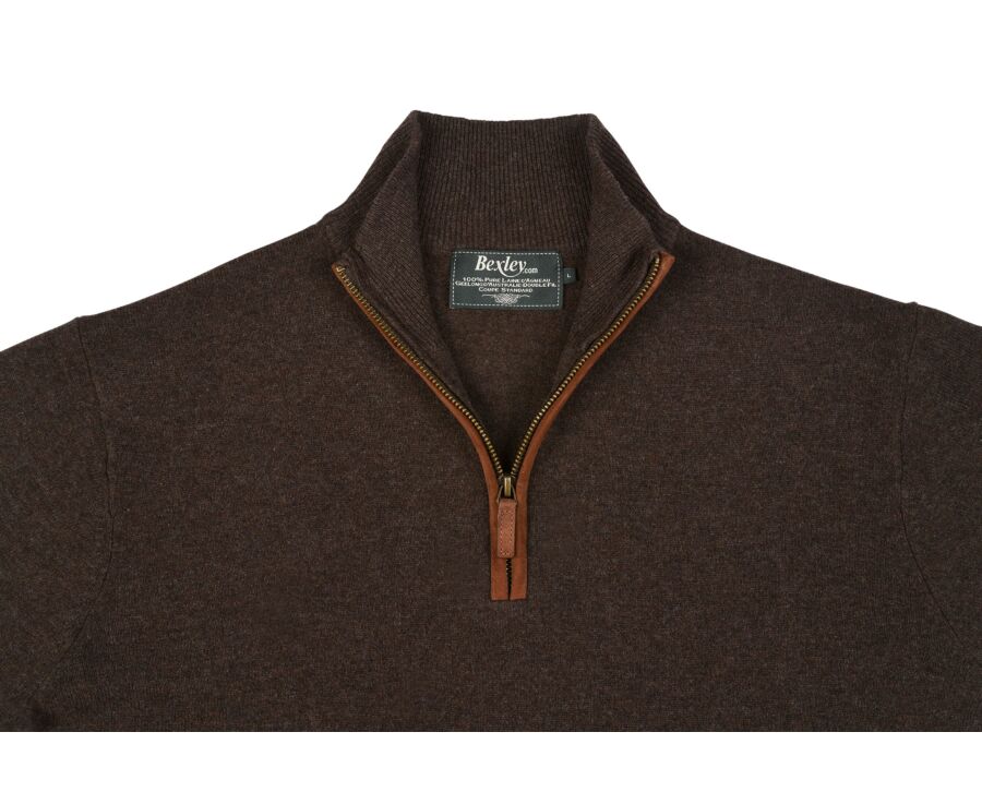 Pull laine col zippé Chocolat Foncé - KEITHY