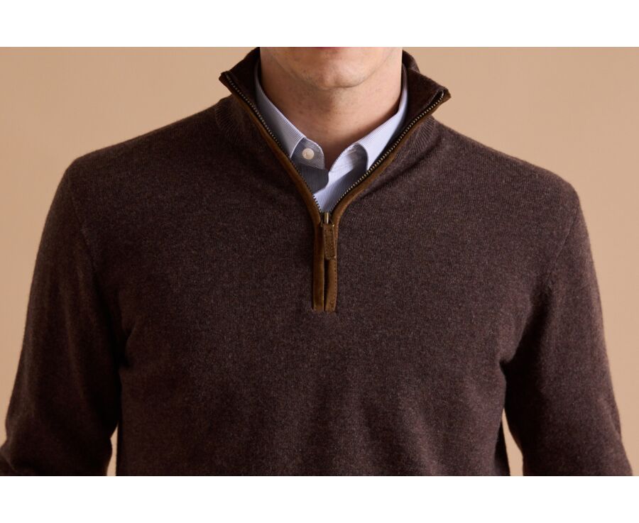 Pull laine col zippé Chocolat Foncé - KEITHY