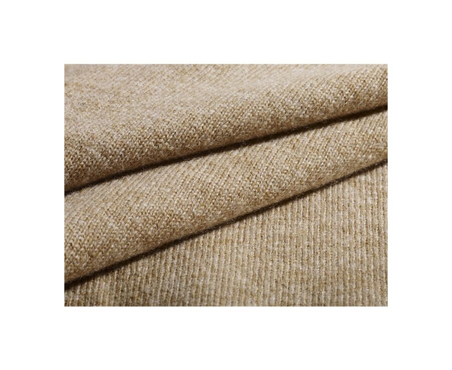 Pull col zippé homme laine Beige Foncé Chiné - KEITHY
