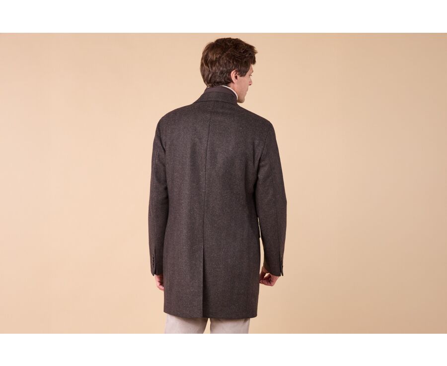 Manteau homme laine & cachemire Chevron Chocolat - HONORÉ II