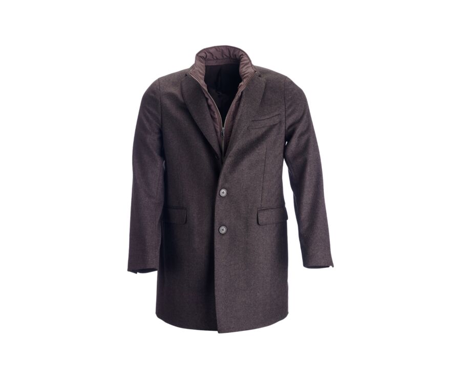 Manteau homme laine & cachemire Chevron Chocolat - HONORÉ II
