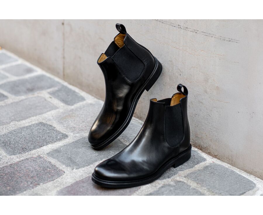Chelsea boots cuir homme Noir - FANGLER GOMME CITY