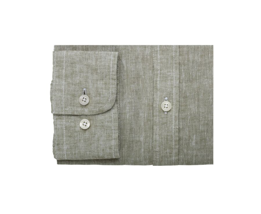 Chemise coton lin Chambray Vert Kaki - ELIBERT