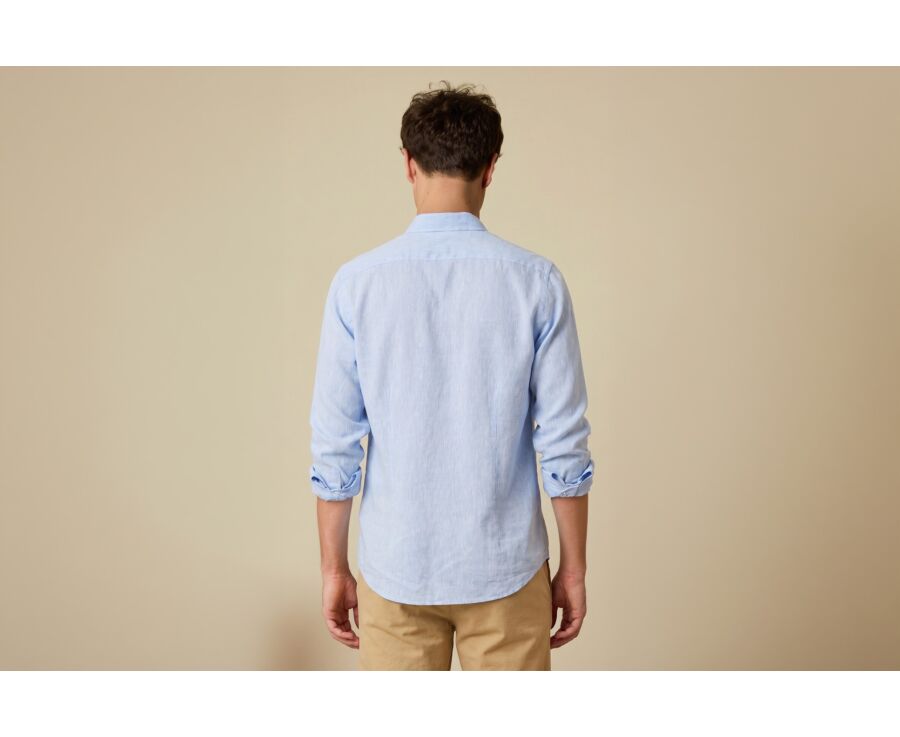 Chemise coton lin chambray bleu - SILBERT