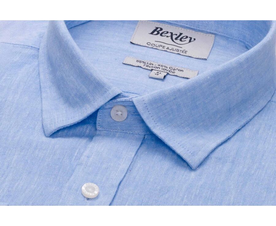 Chemise coton lin chambray bleu - SILBERT
