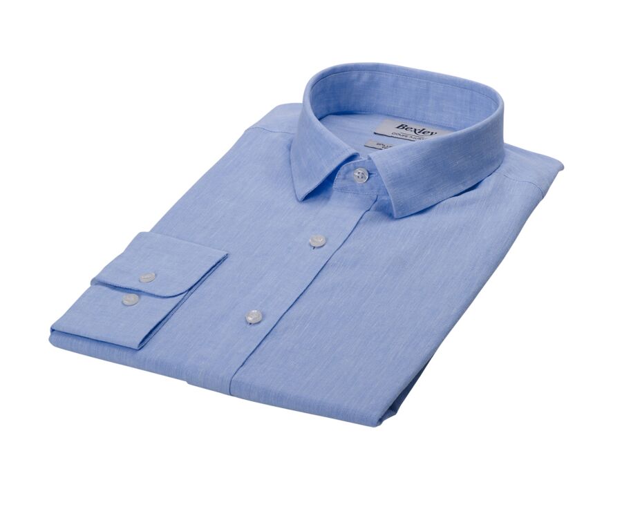 Chemise coton lin Chambray Bleu Clair - Col Français - SILBERT