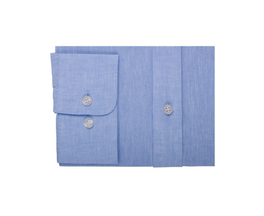 Chemise coton lin Chambray Bleu Clair - Col Français - SILBERT