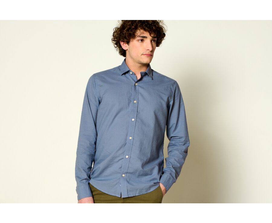 Chemise coton lin Bleu Orage - SILBERT