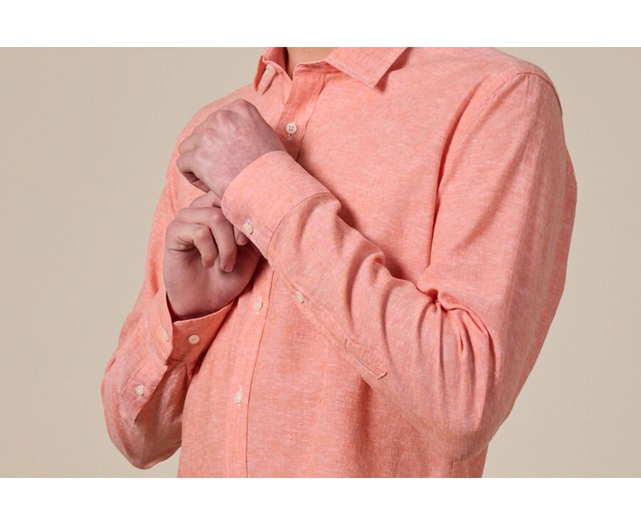 Chemise coton lin Chambray Orange - SILBERT