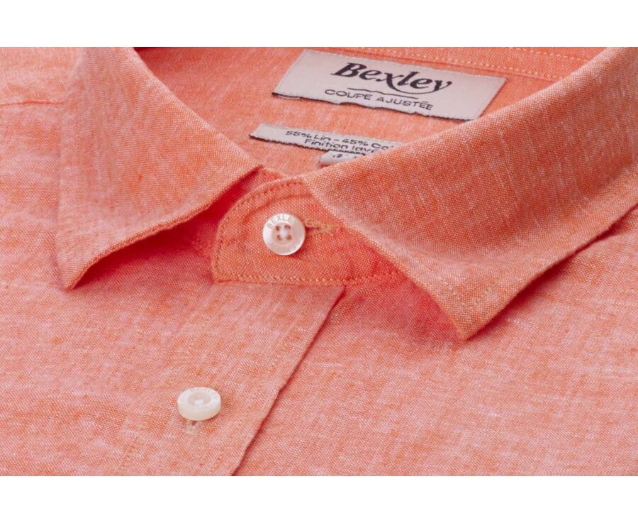 Chemise coton lin Chambray Orange - SILBERT