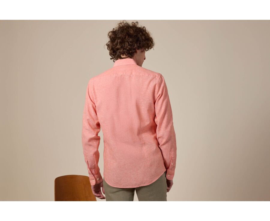 Chemise coton lin Chambray Orange - SILBERT