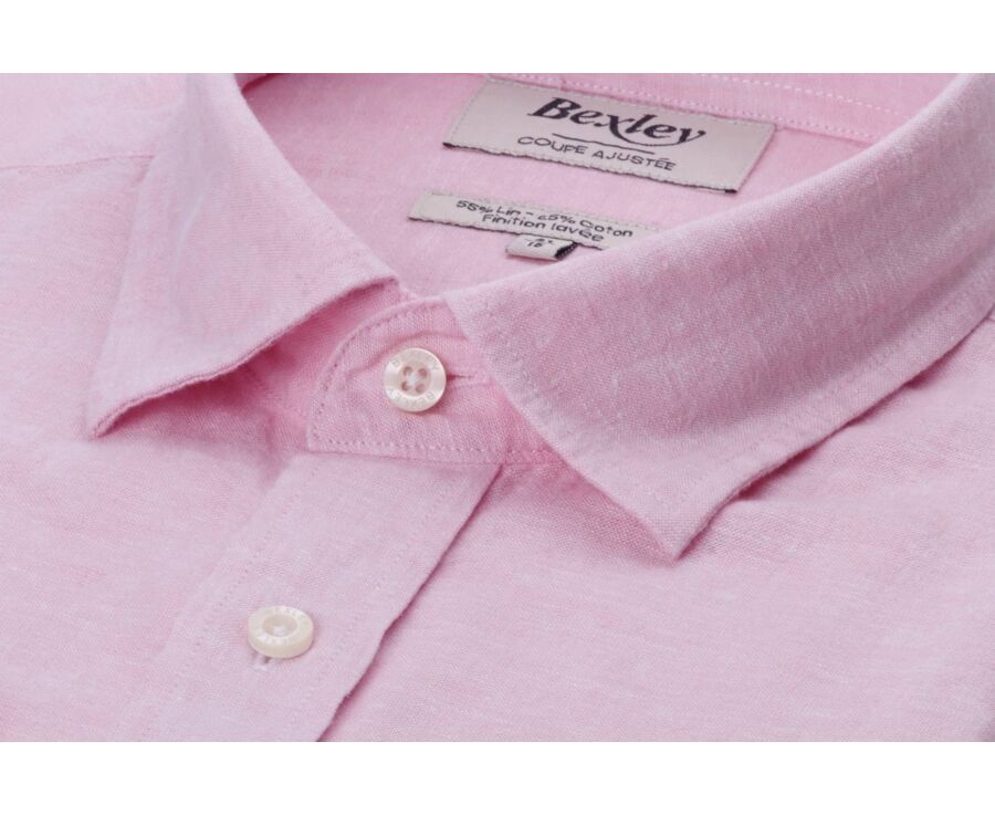 Chemise coton lin Chambray Rose - SILBERT