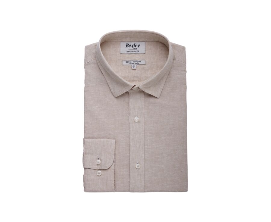 Chemise coton lin Chambray Beige - SILBERT