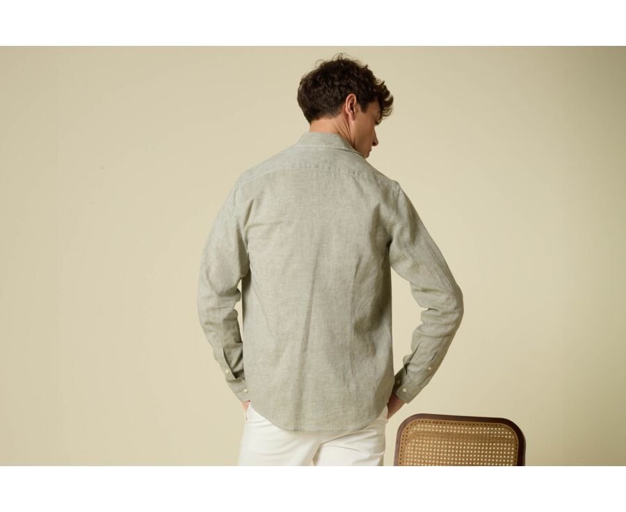 Chemise Homme Chambray Vert Kaki - SILBERT