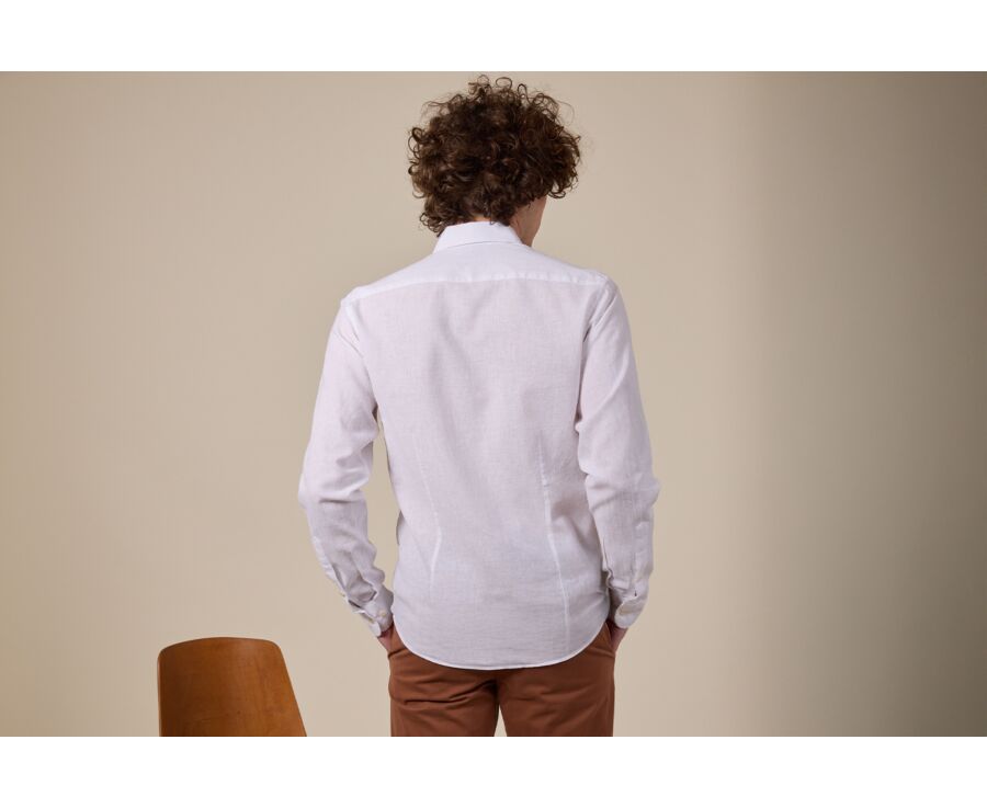 Chemise coton lin Chambray Blanc - Col Français - SILBERT