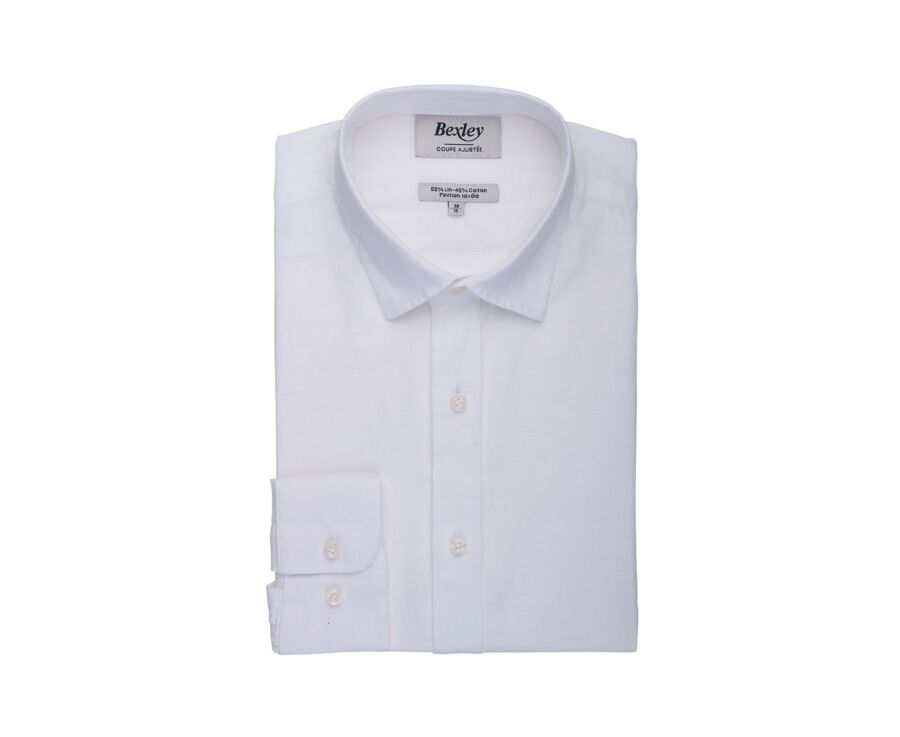 Chemise Homme Chambray Blanc à Motif - SILBERT