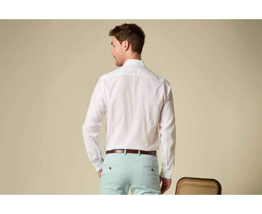 Chemise Homme Chambray Blanc à Motif - SILBERT