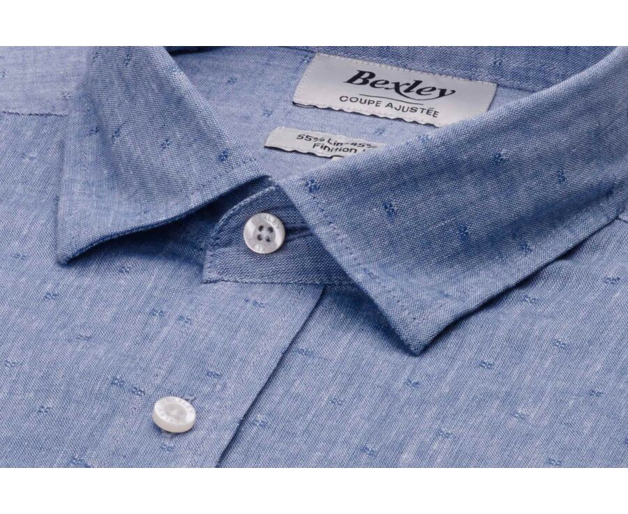 Chemise Homme Chambray Bleu à Motif - SILBERT