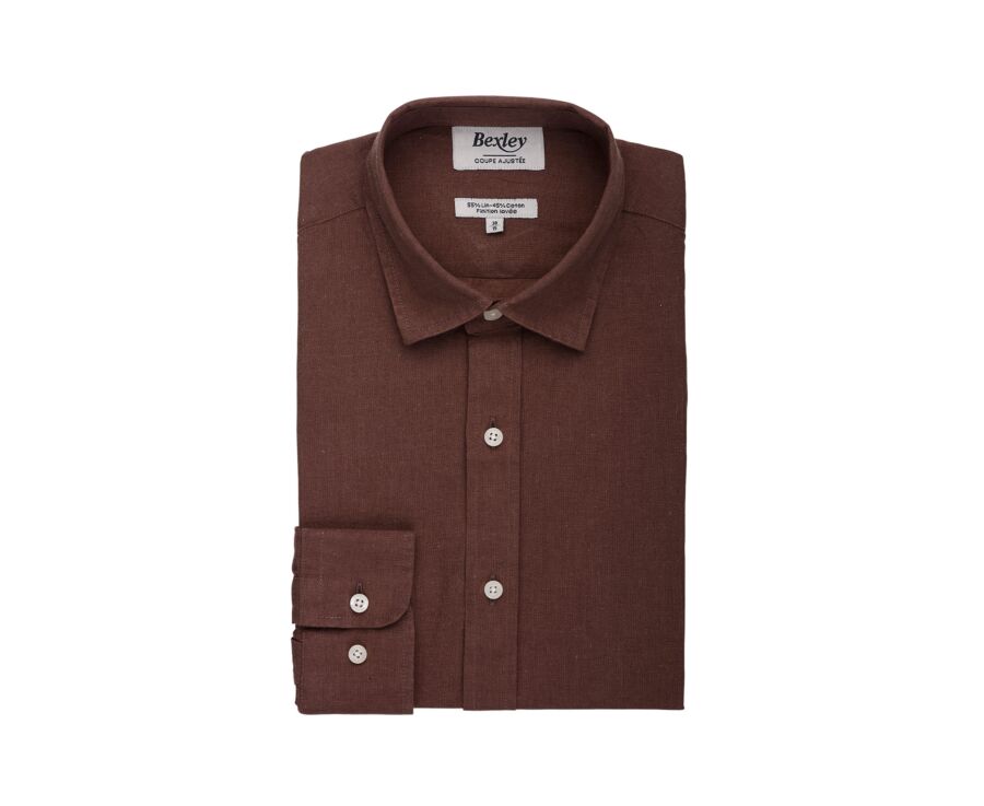 Chemise homme mocha unie en chambray - SILBERT