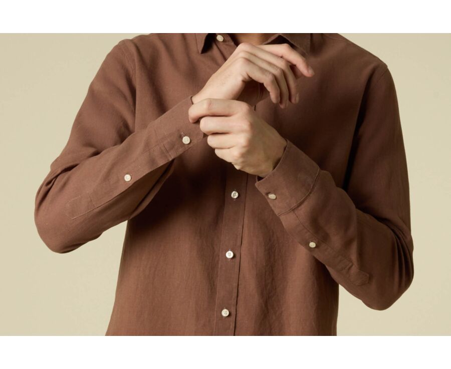 Chemise homme mocha unie en chambray - SILBERT