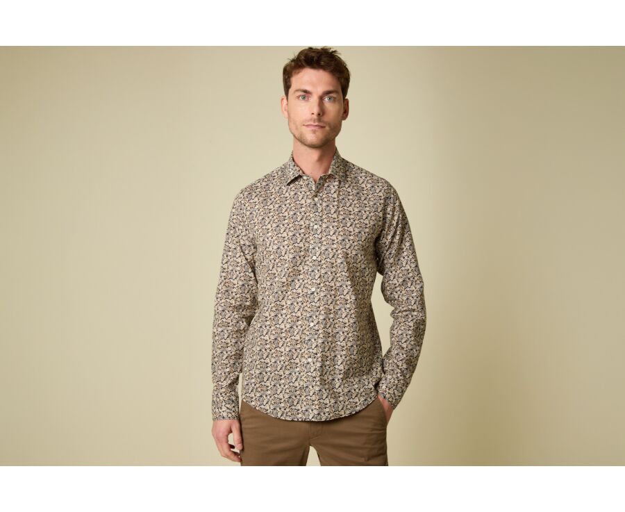 Chemise Homme Chambray Navy et Camel - SILBERT