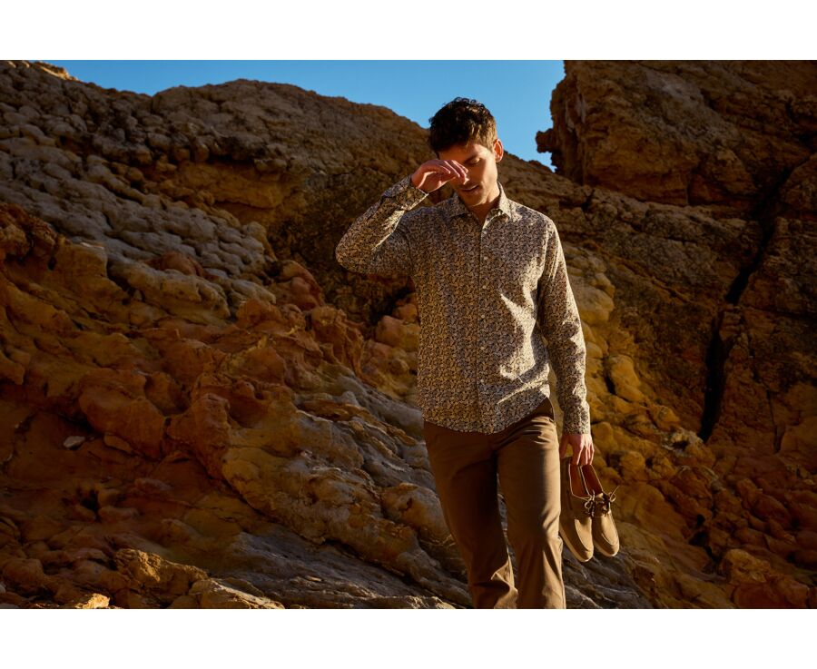Chemise Homme Chambray Navy et Camel - SILBERT