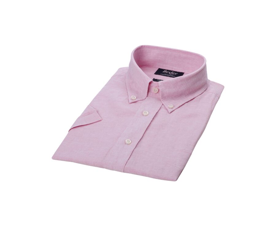 Chemise coton et lin Chambray Rose - Poche poitrine - COLTEN MC