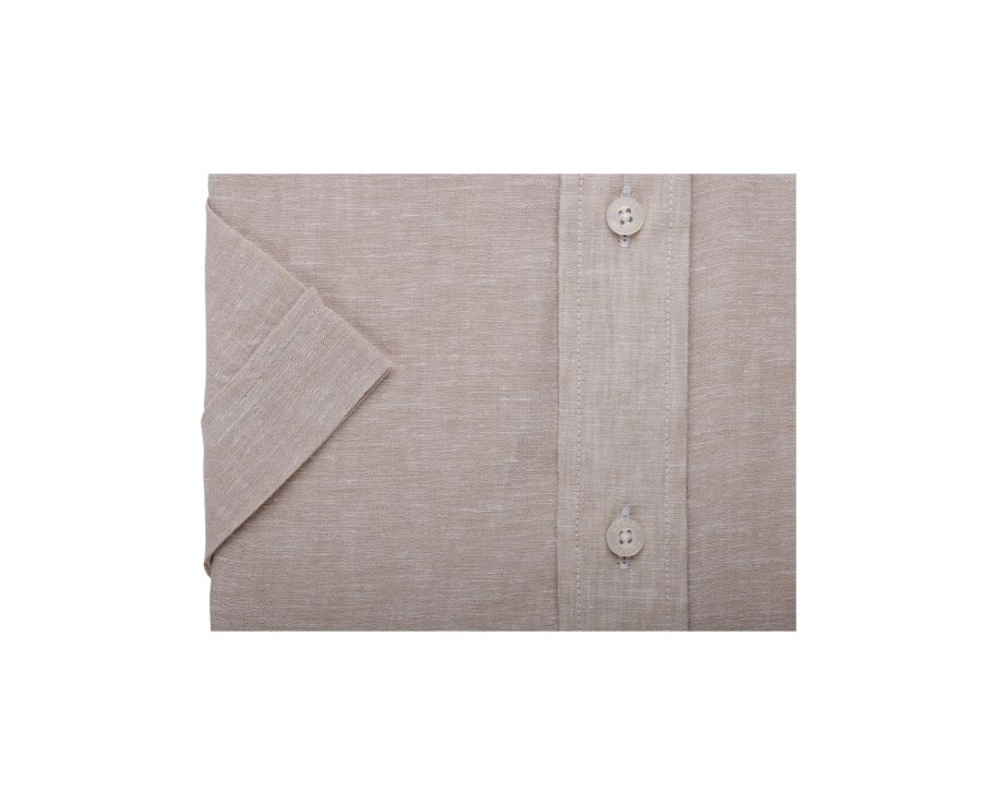 Chemise coton et lin Chambray Beige - Poche poitrine - COLTEN MC
