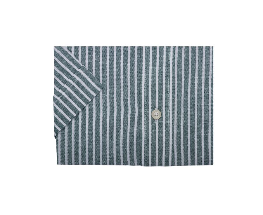 Chemise à rayures coton/lin Vert et Blanc - Coupe confort - COLTEN MC