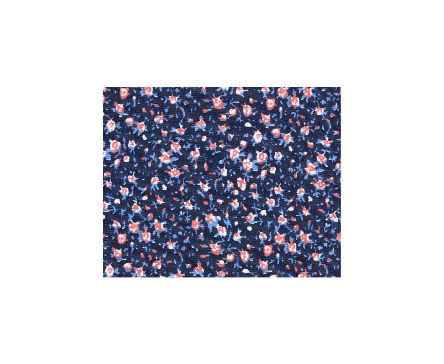 Chemise coton bleue imprimée fleurs corail - WILROSE
