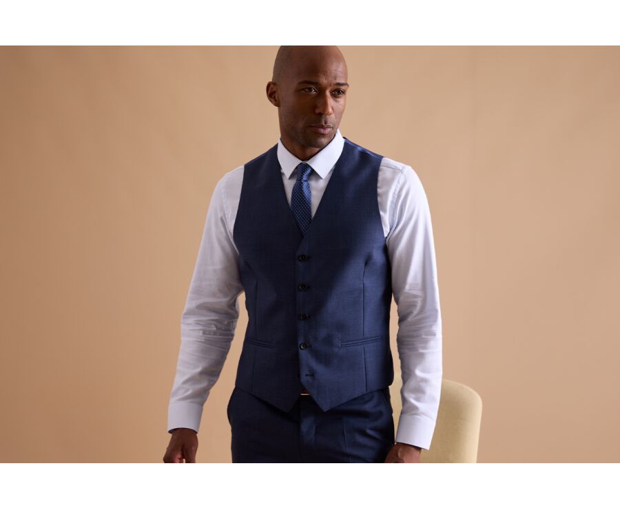 Gilet de costume homme Bleu chiné - LAZARE