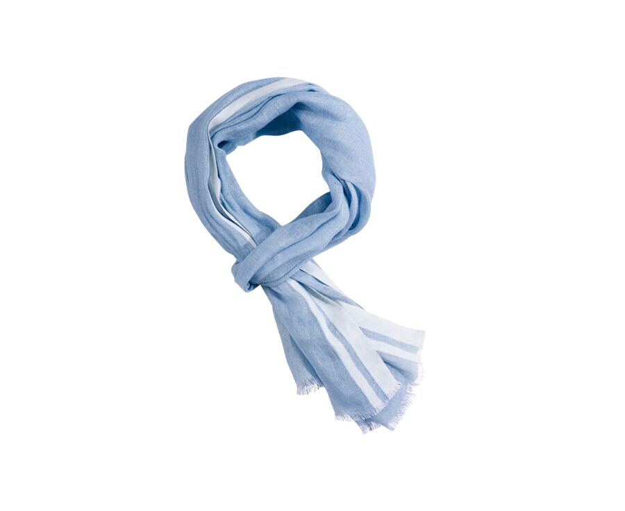 Chèche Lin coton chambray Bleu Ciel