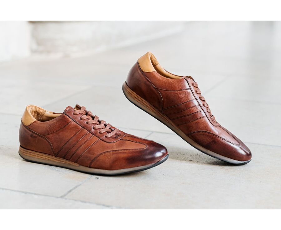 Sneakers homme Chocolat patiné - BOCKARA