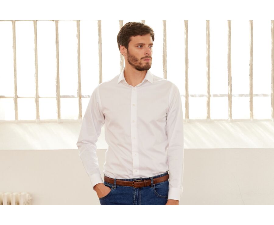 Chemise en Twill de Coton Blanc - CAUBERT