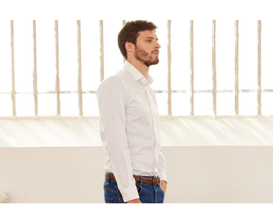 Chemise en Twill de Coton Blanc - CAUBERT