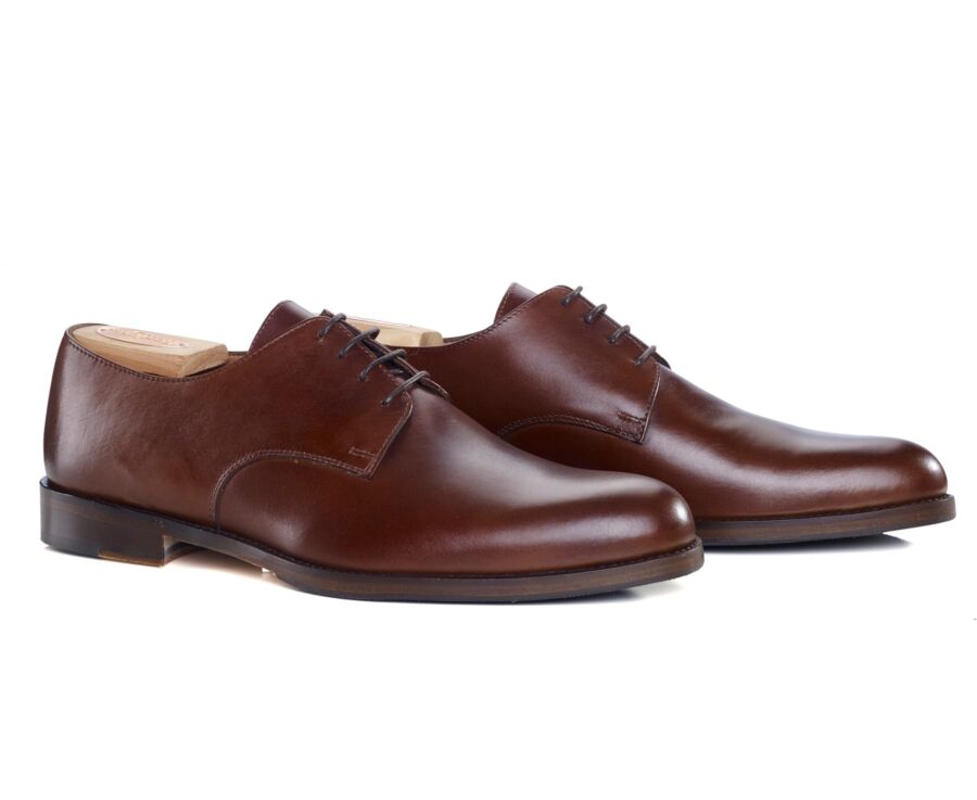 Derbies homme Châtaigne patiné semelle cuir avec patin - DOVER PATIN