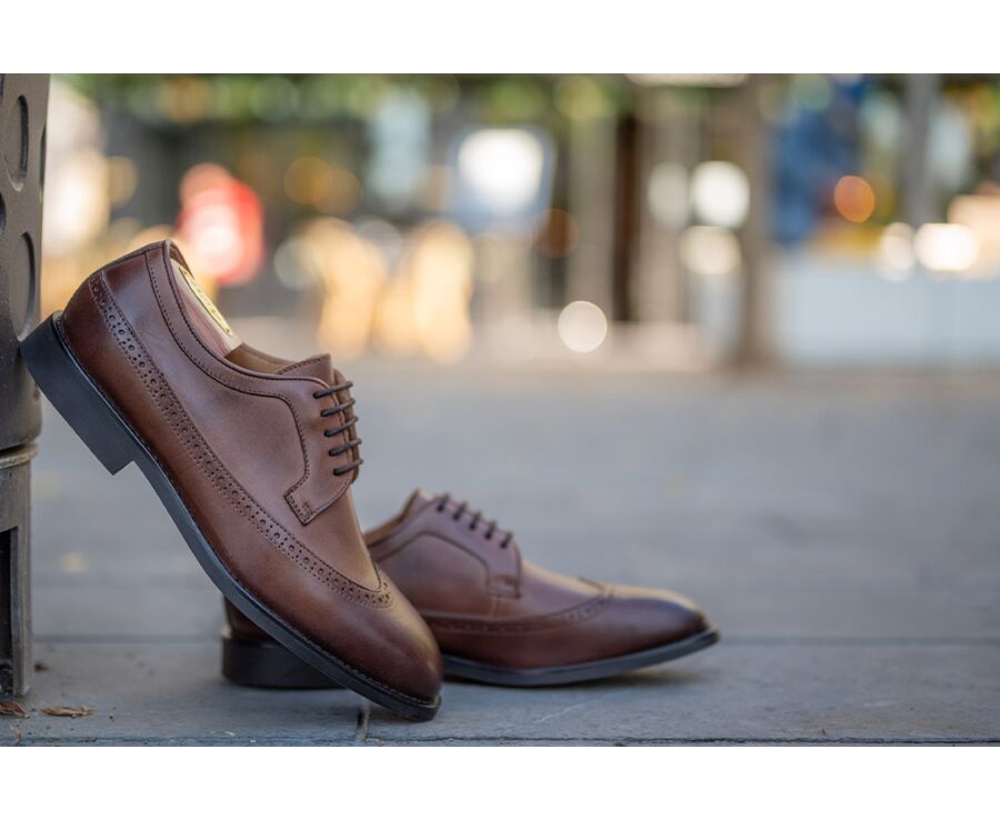 Derbies homme cuir Chocolat patiné - BESFORD GOMME CITY