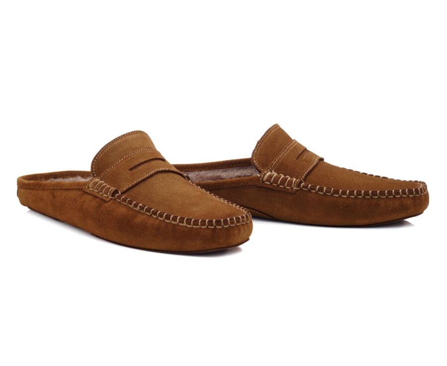 Chaussons ouverts homme velours Chamois
