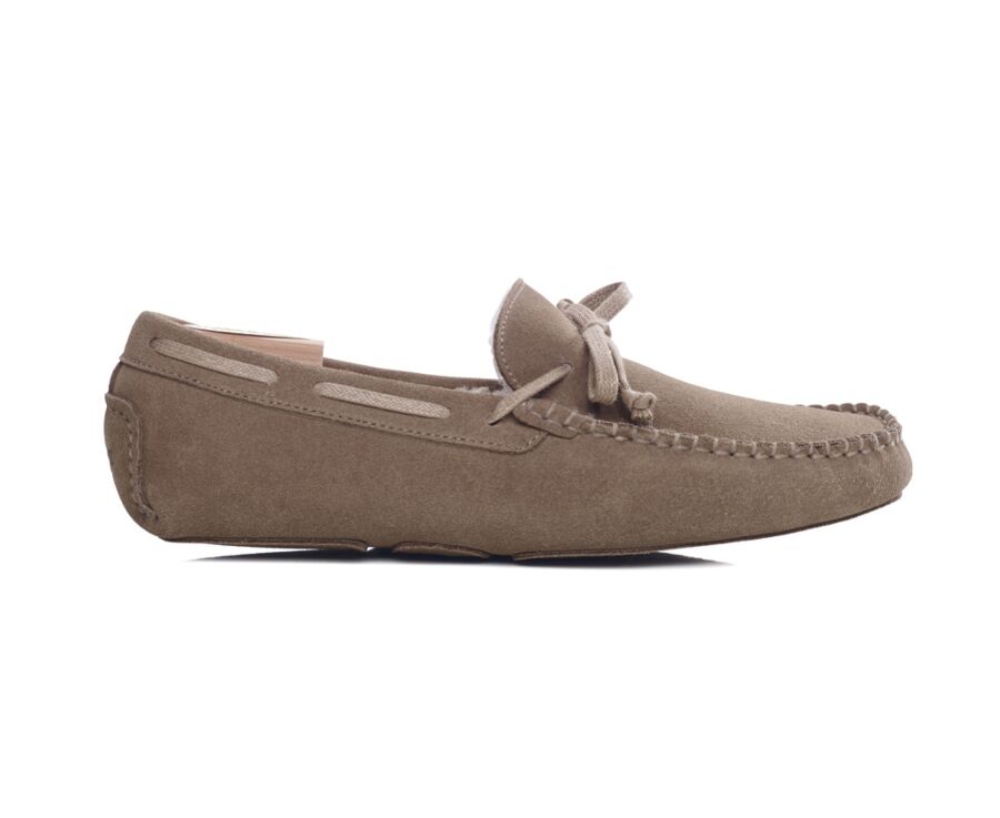 Chaussons homme croûte de velours Taupe