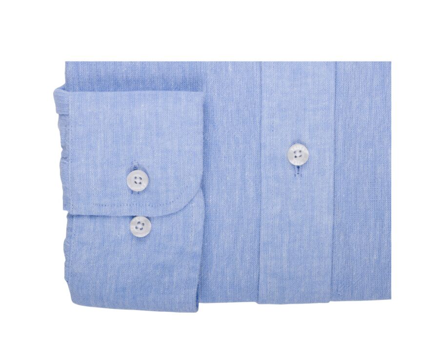Chemise manches longues coton et lin Chambray Bleu - COLTEN