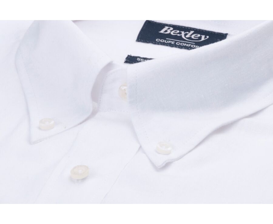 Chemise coton/lin Chambray Blanc  - COLTEN