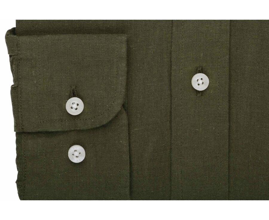 Chemise coton/lin Chambray Vert Foret - COLTEN