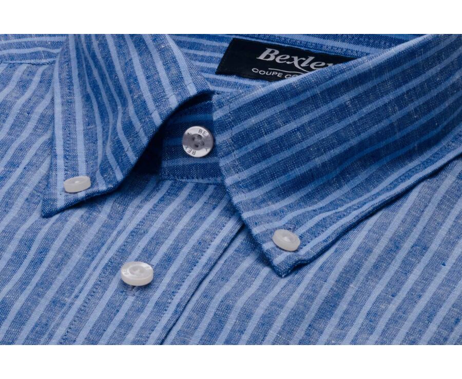 Chemise coton/lin - Chambray Bleu Ocean et Bleu - COLTEN